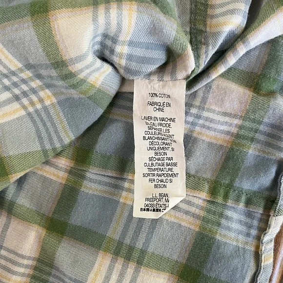 🌲 L.L. Bean Women’s Green & Blue Plaid Button-Down Cottage Core Shirt L-Reg - Picture 6 of 8